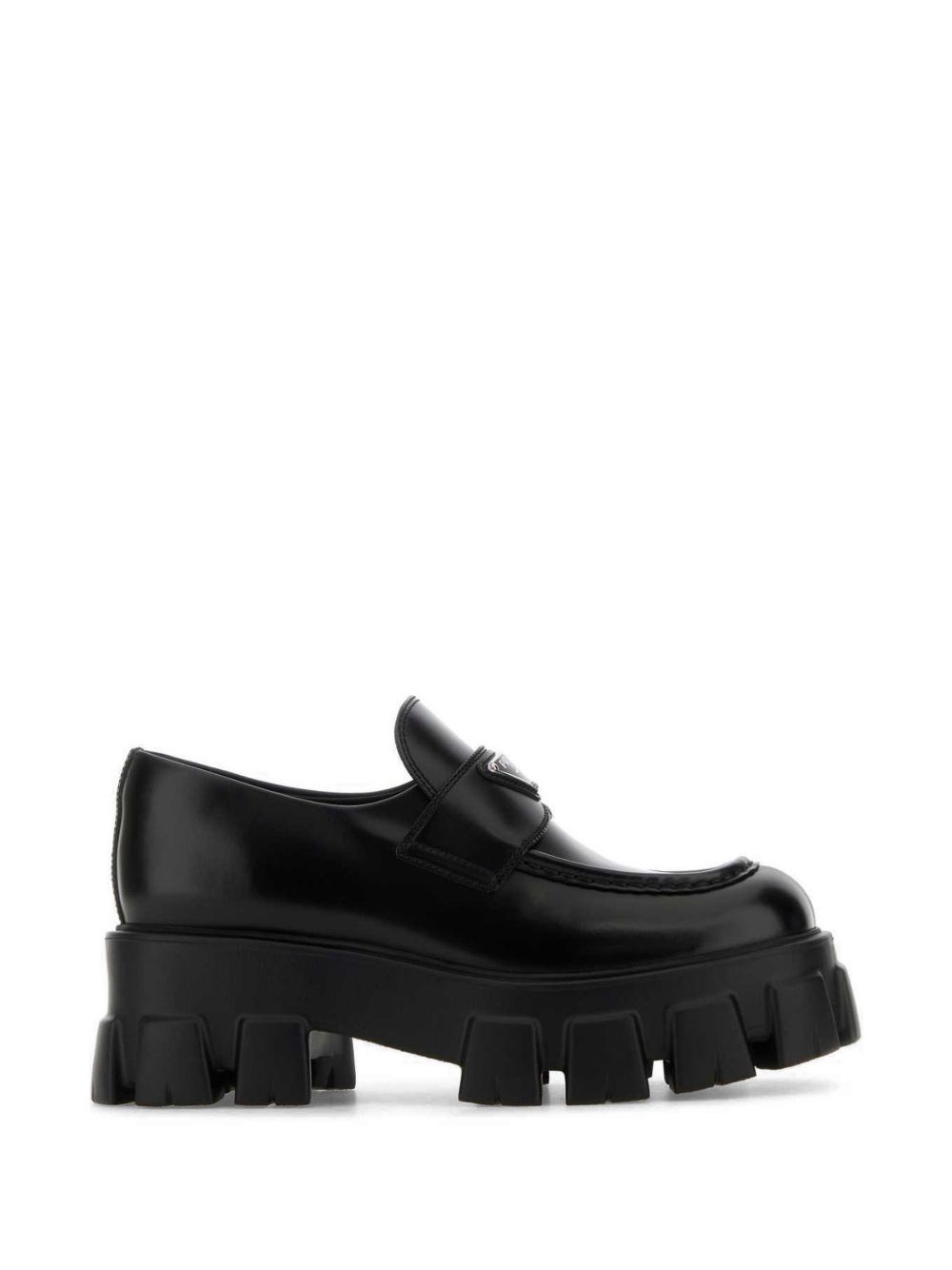 Prada Monolith Leather Loafers In Black
