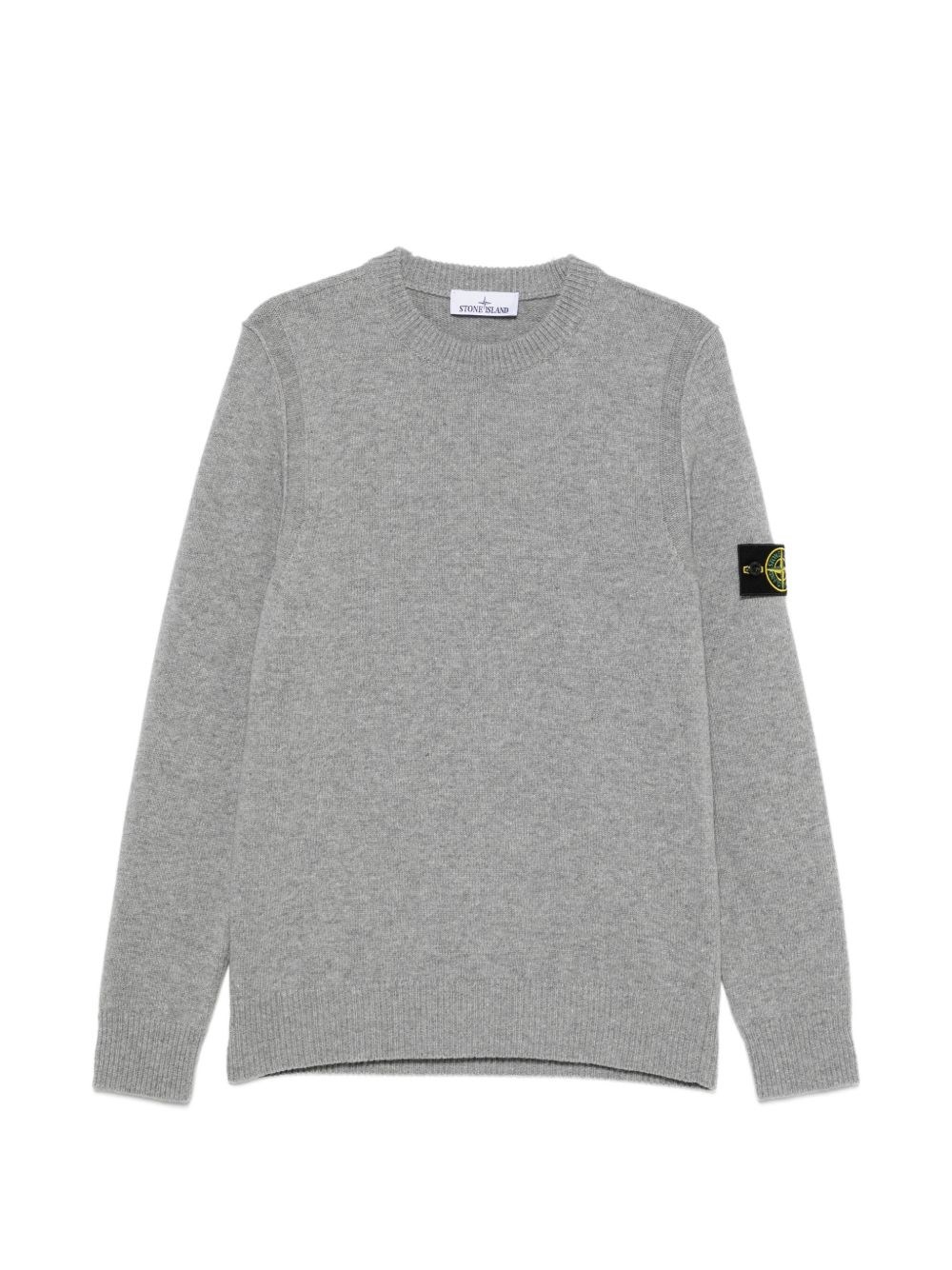 Stone Island Uomo Grigio Maglione Girocollo In Lana Vergine