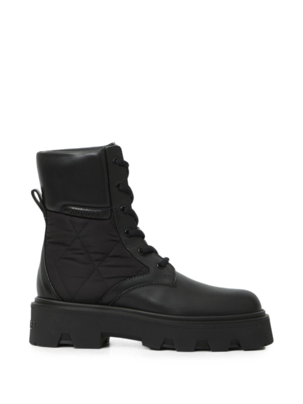 Moncler Laced Boots Aurea Quilted In Black