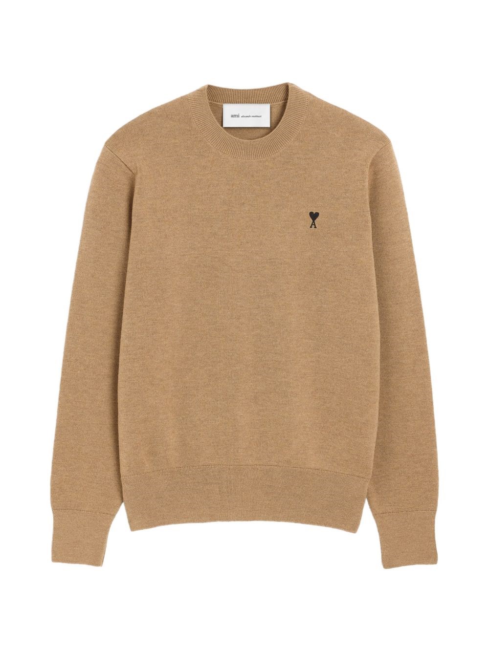 Ami Paris Uomo Beige Maglione Ami De Coeur Girocollo In Lana