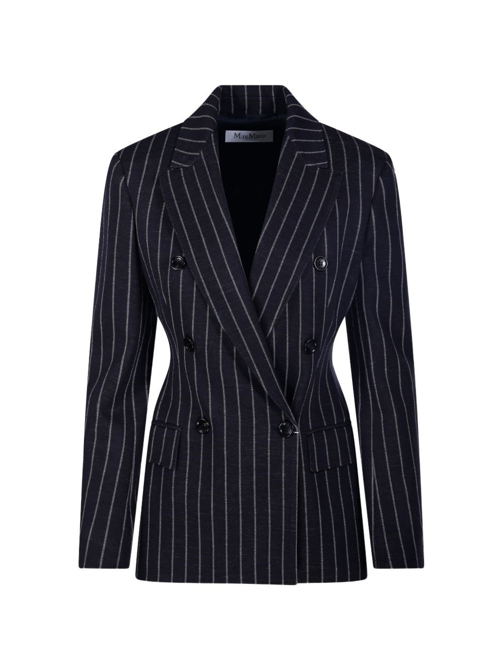 Max Mara Donna Blu Blazer Doppiopetto Gessato
