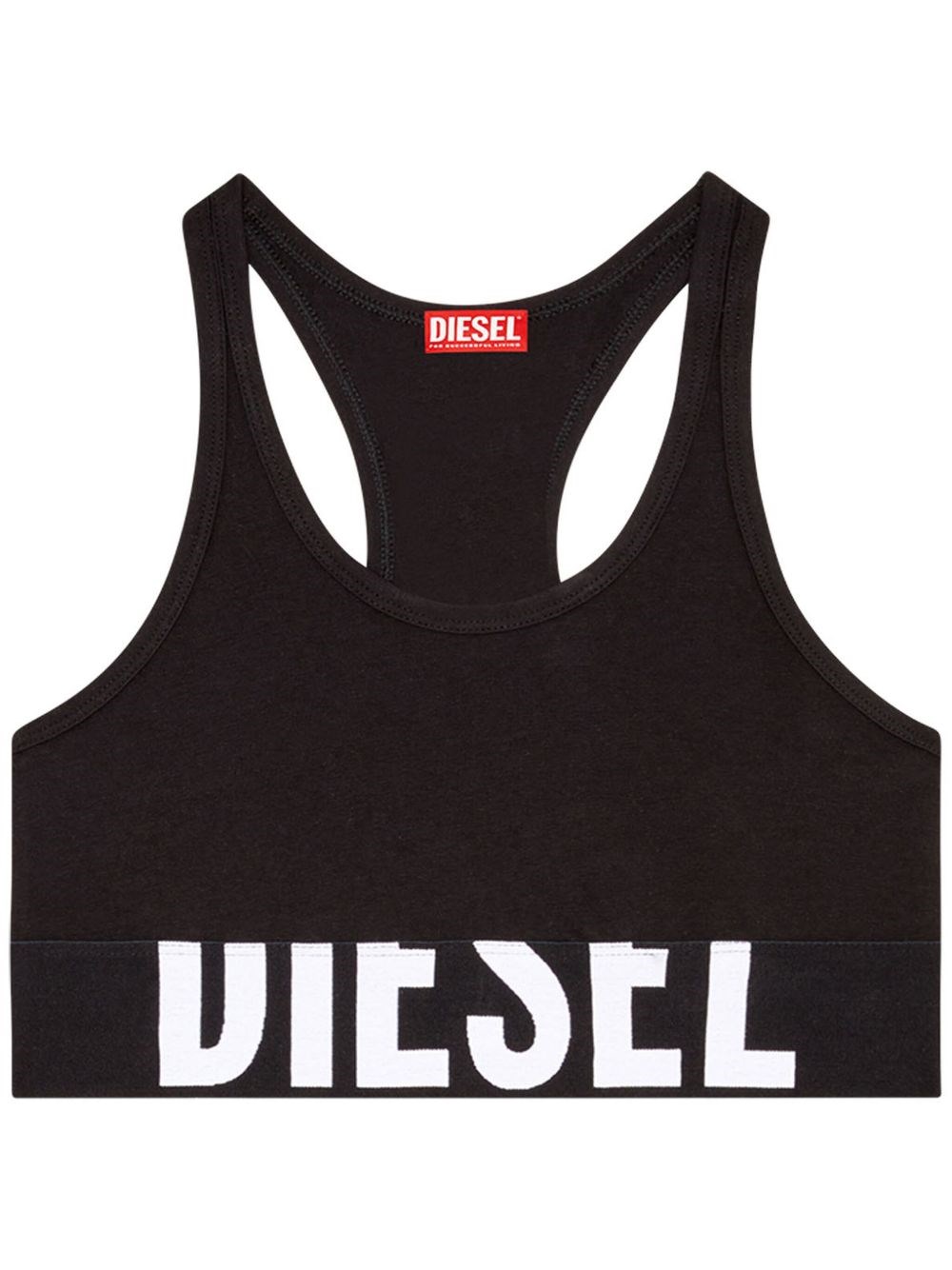 Diesel Donna Nero Bralette Ufsb In Cotone Elasticizzato