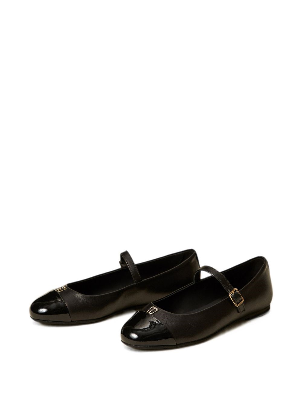Twinset Kids Ragazza Nero Ballerine In Pelle Con Logo E Cinturino