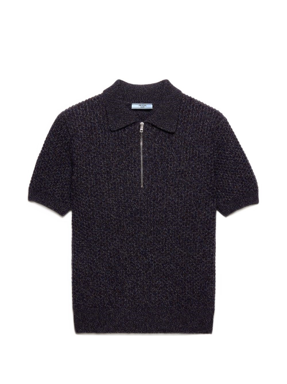 Prada Short Sleeve Polo In Wool And Cashmere In Brown