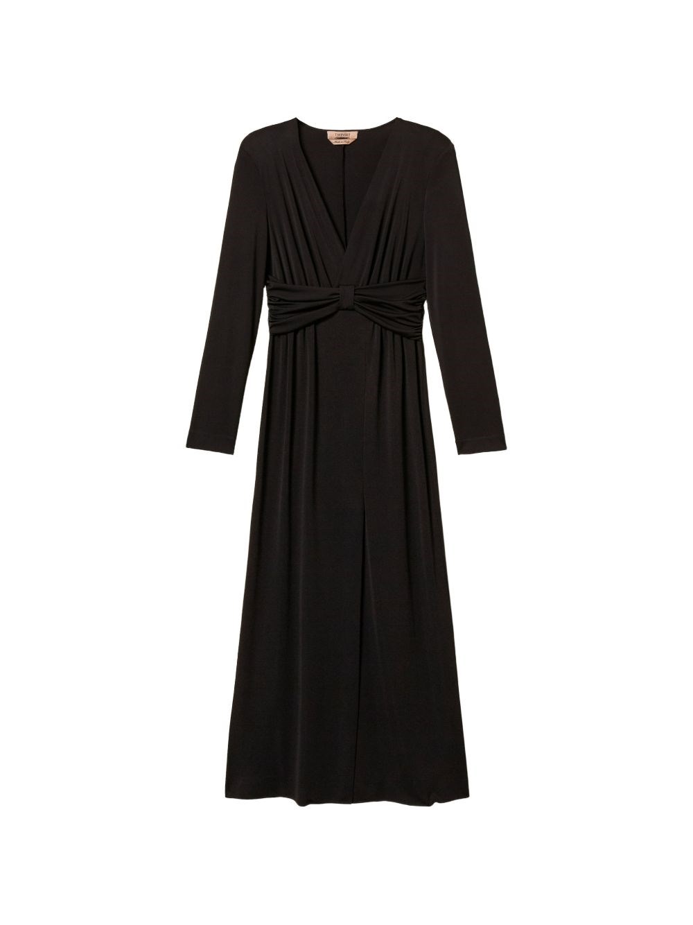Twinset Donna Nero Abito Lungo Con Drappeggio