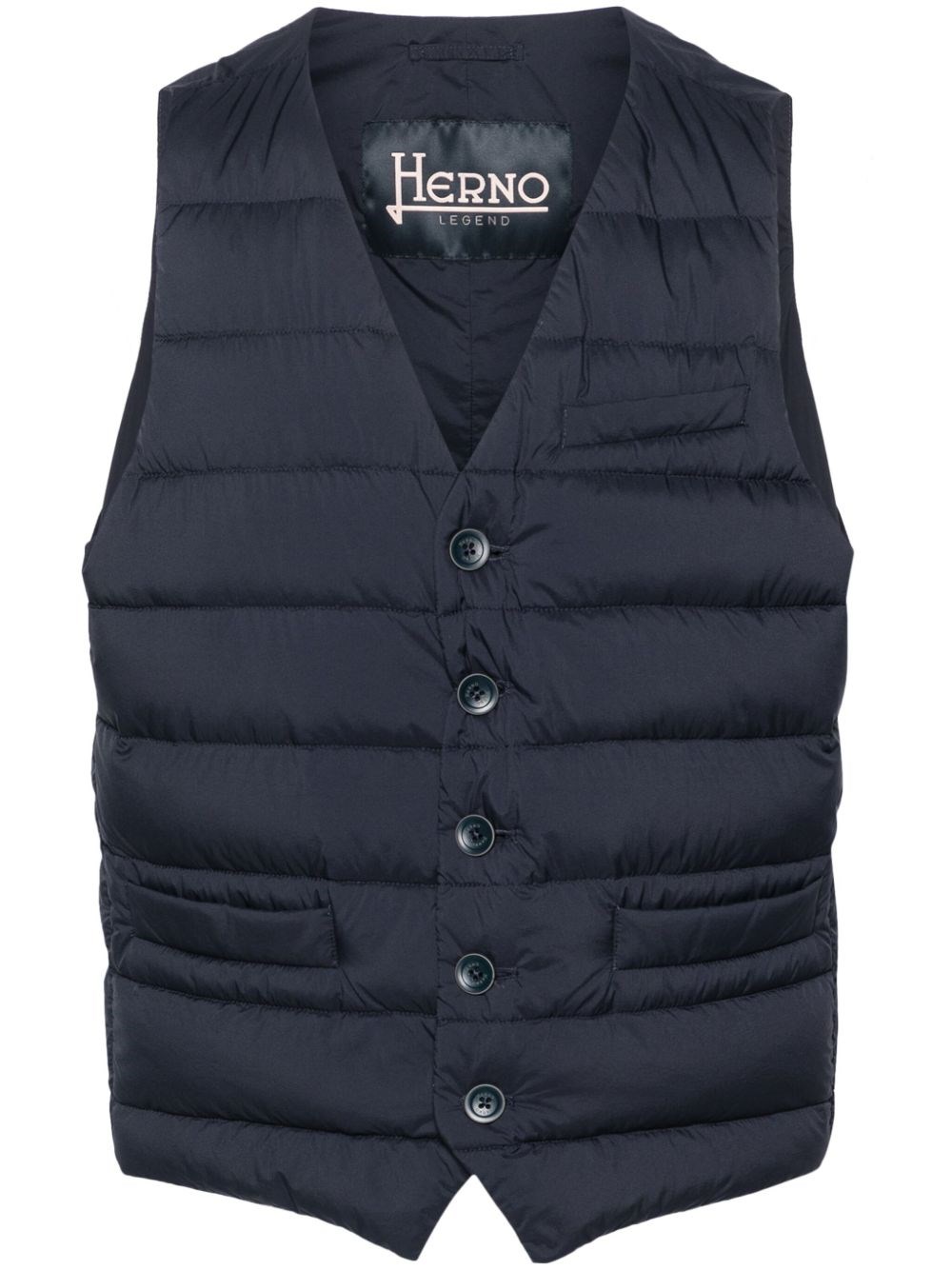 Herno Uomo Blu Gilet Imbottito Con Scollo A V