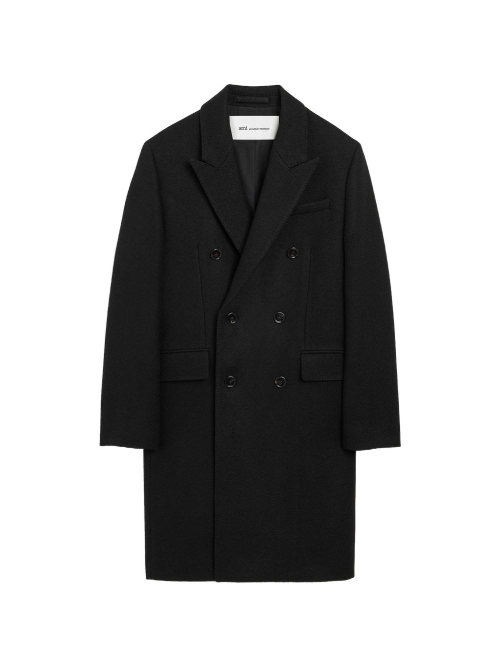 Ami Paris Donna Nero Cappotto Doppiopetto In Lana