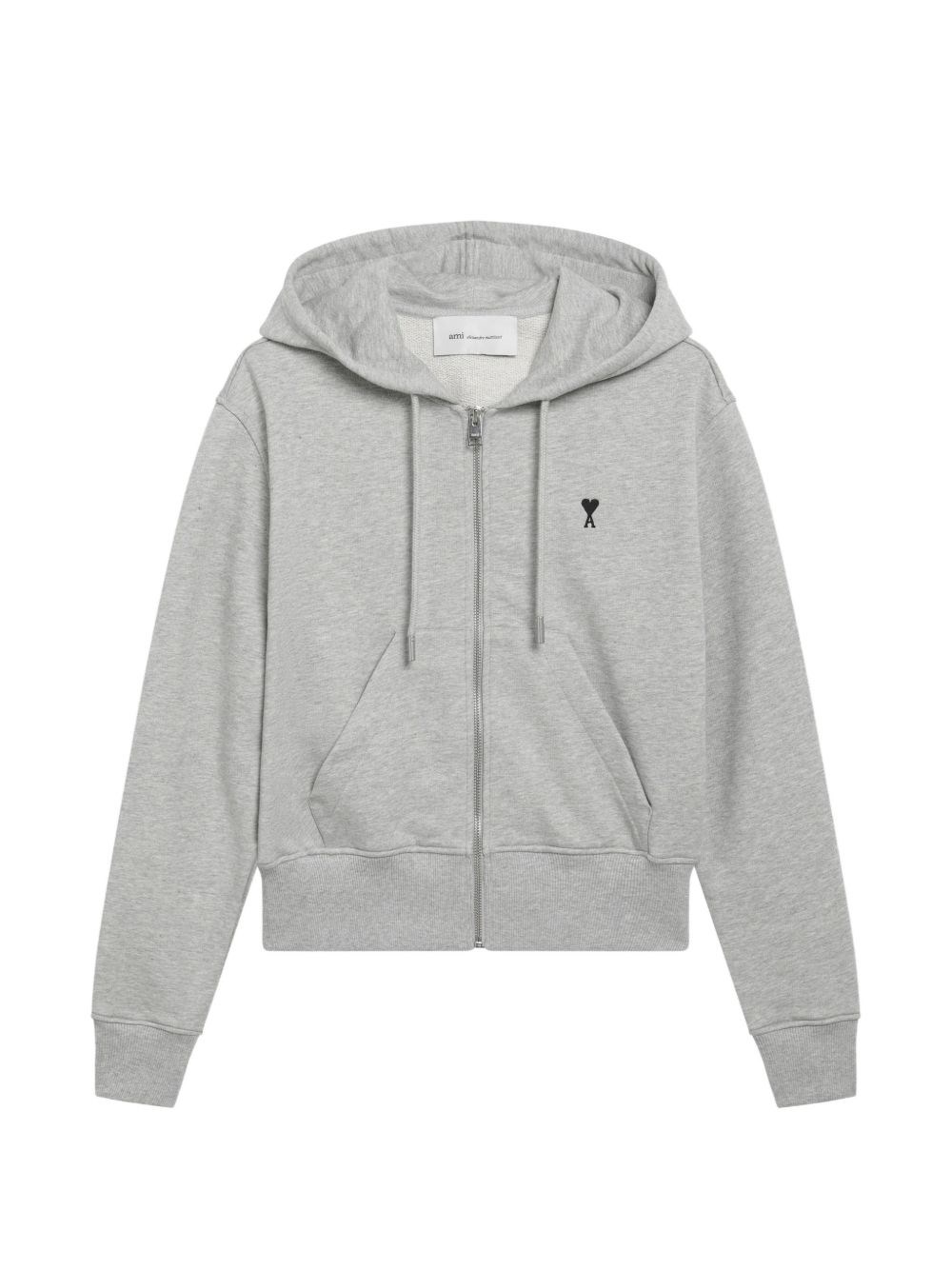 Ami Paris Donna Grigio Felpa Ami De Coeur Con Cappuccio E Zip