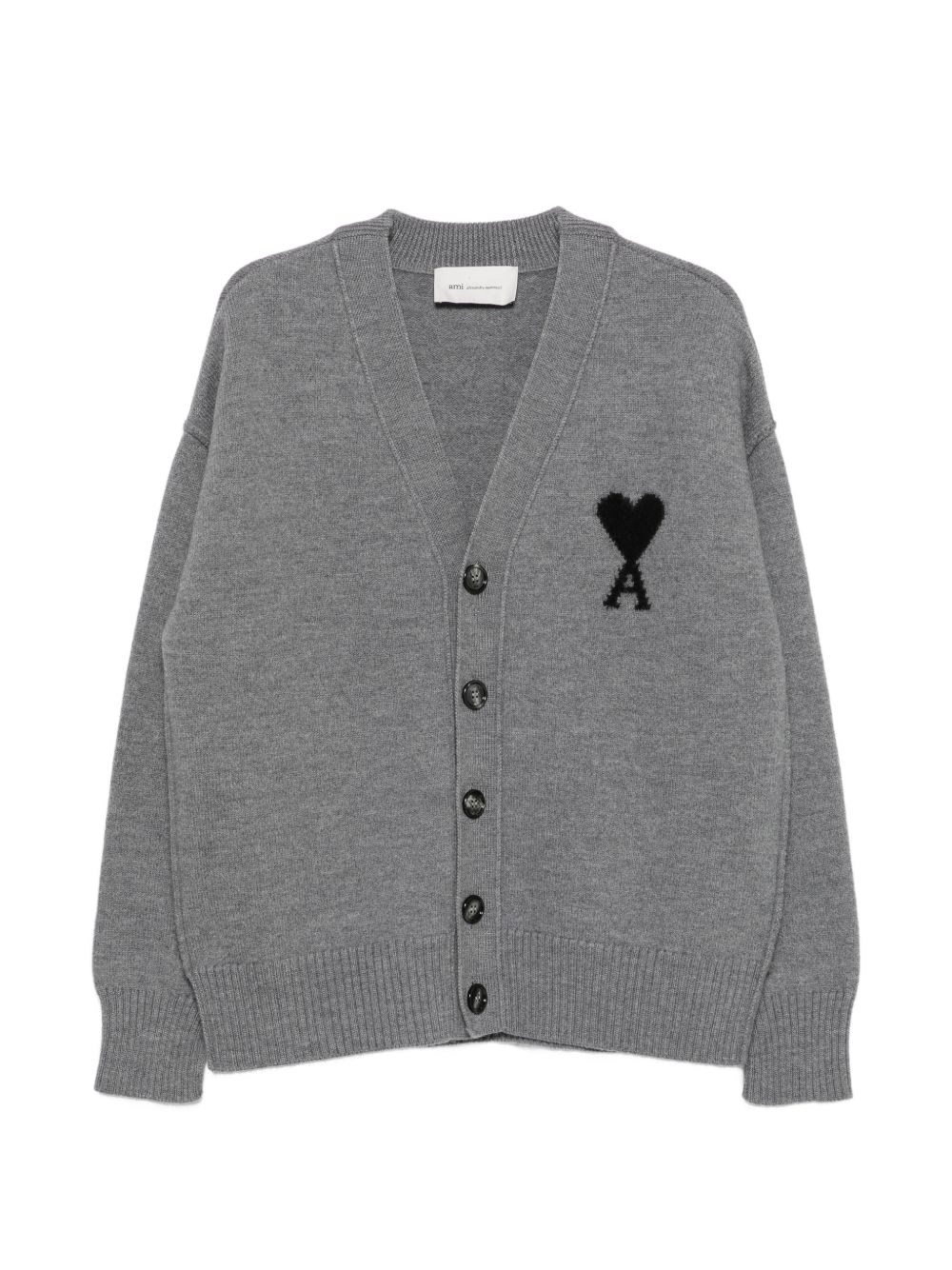 Ami Paris Uomo Grigio Cardigan Ami De Coeur Con Scollo A V