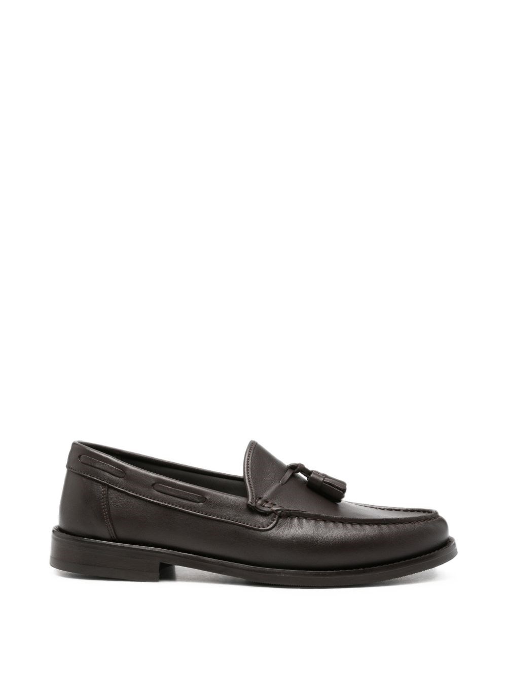 Corneliani Dark Brown Boat Loafers With Tassel Detail