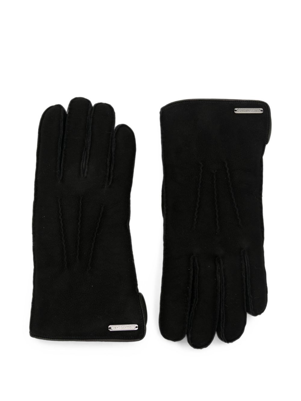 Corneliani Gloves With Logo Plaque In Black