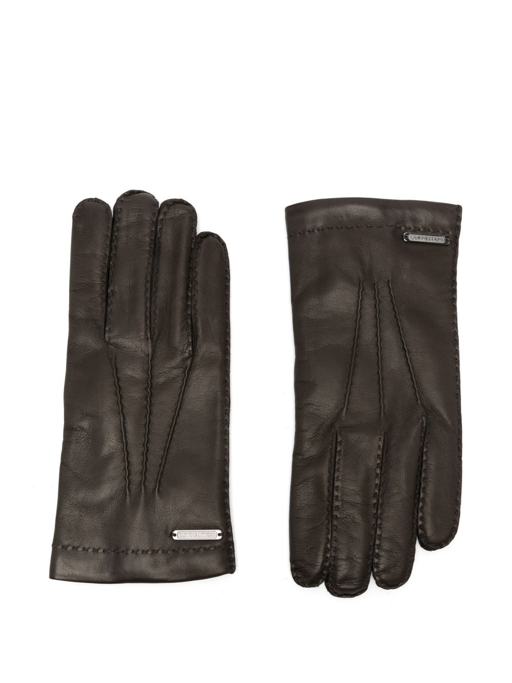 Corneliani Gloves With Logo Detail In Brown