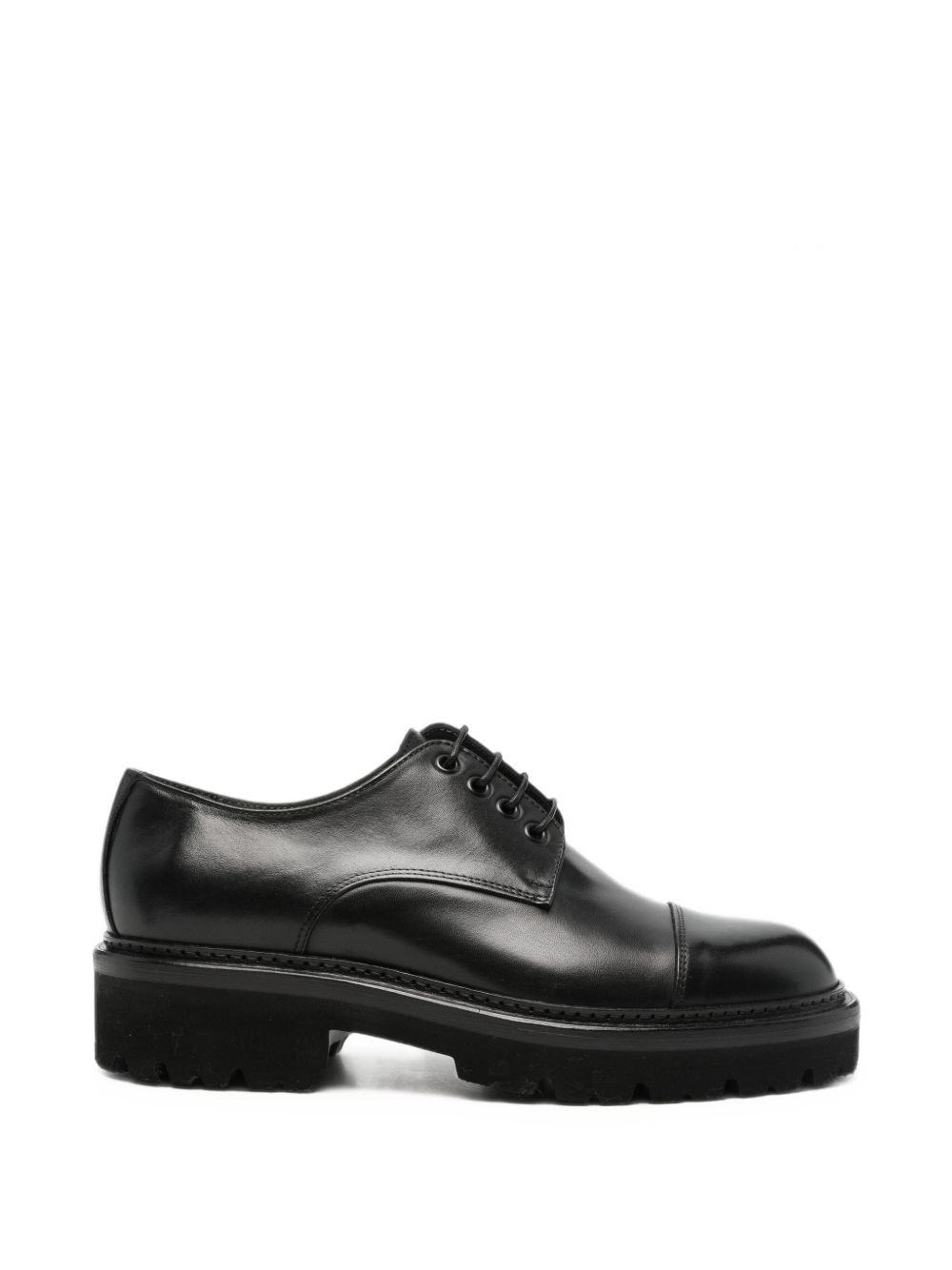 Corneliani Lace-up Shoes With Laces, Toe Cap And Thick Sole In Black