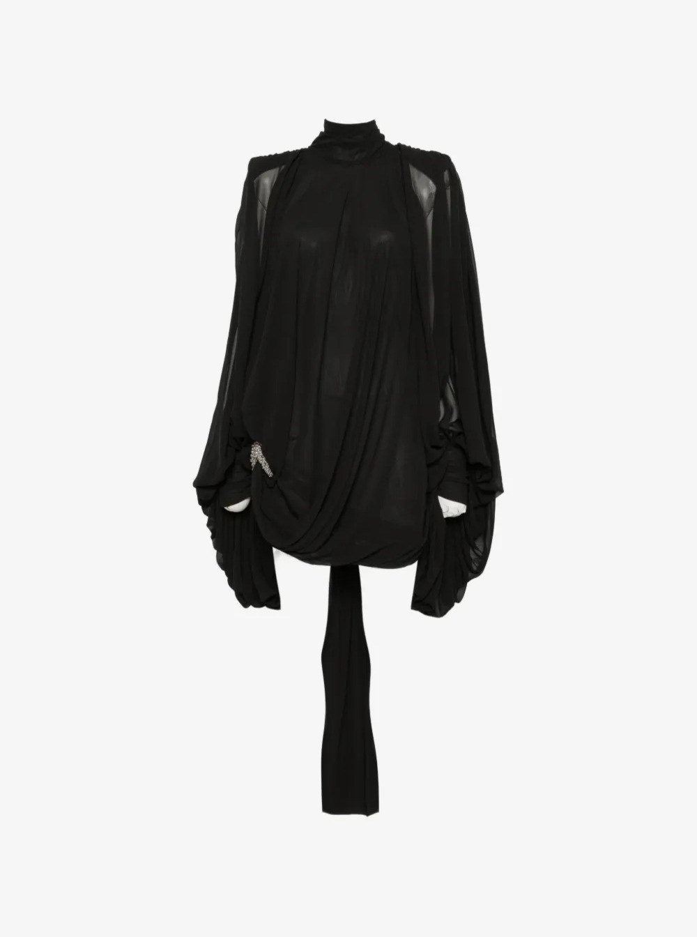 Amen Draped Mini Dress With Beads In Black