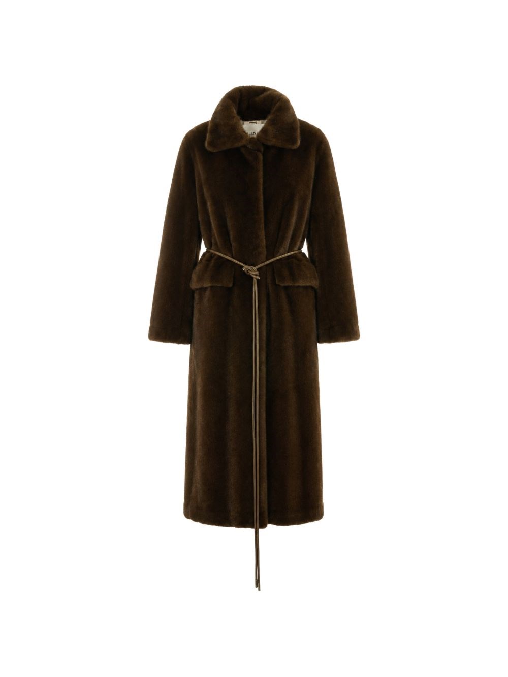 Valentini 1972 Faux Fur Coat With Belt In Brown