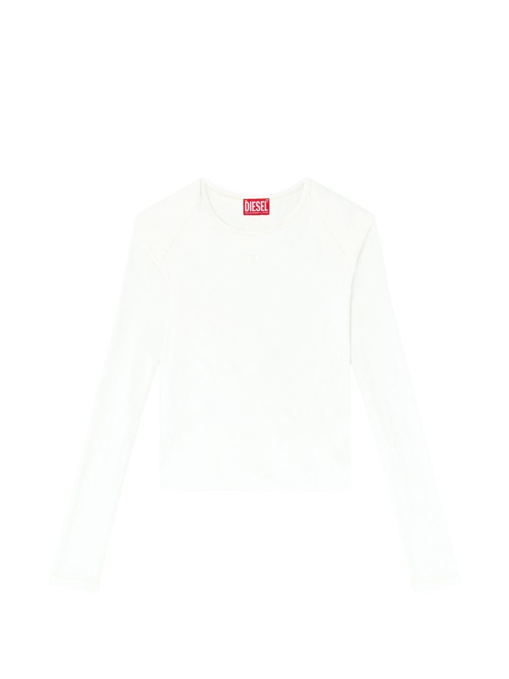 Diesel Bianco Donna - T-Shirt A Manica Lunga In Jersey A Doppio Strato - Tops Medio - Immagine 3