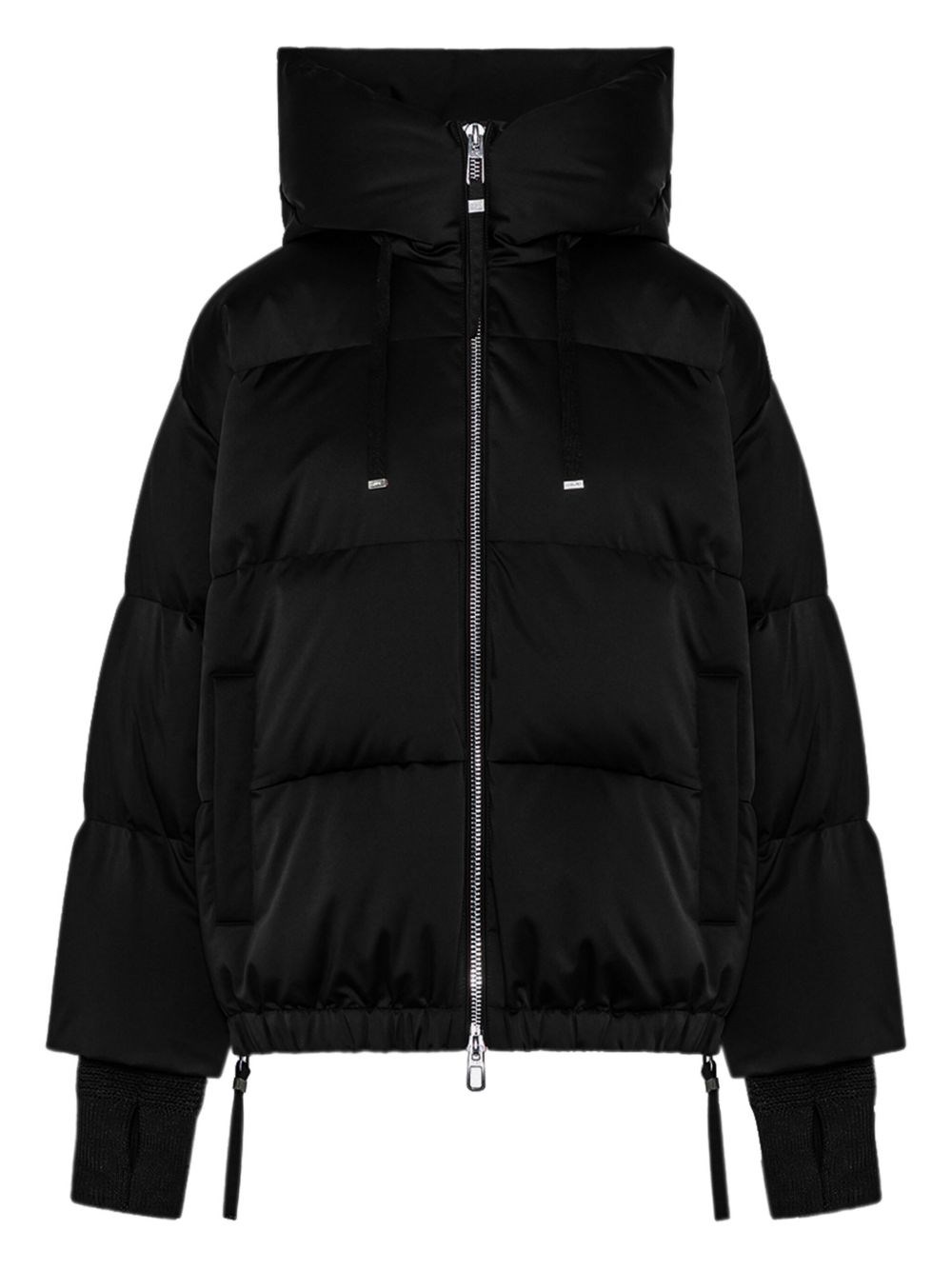 Duno Black Quilted Puffer Jacket With Hood