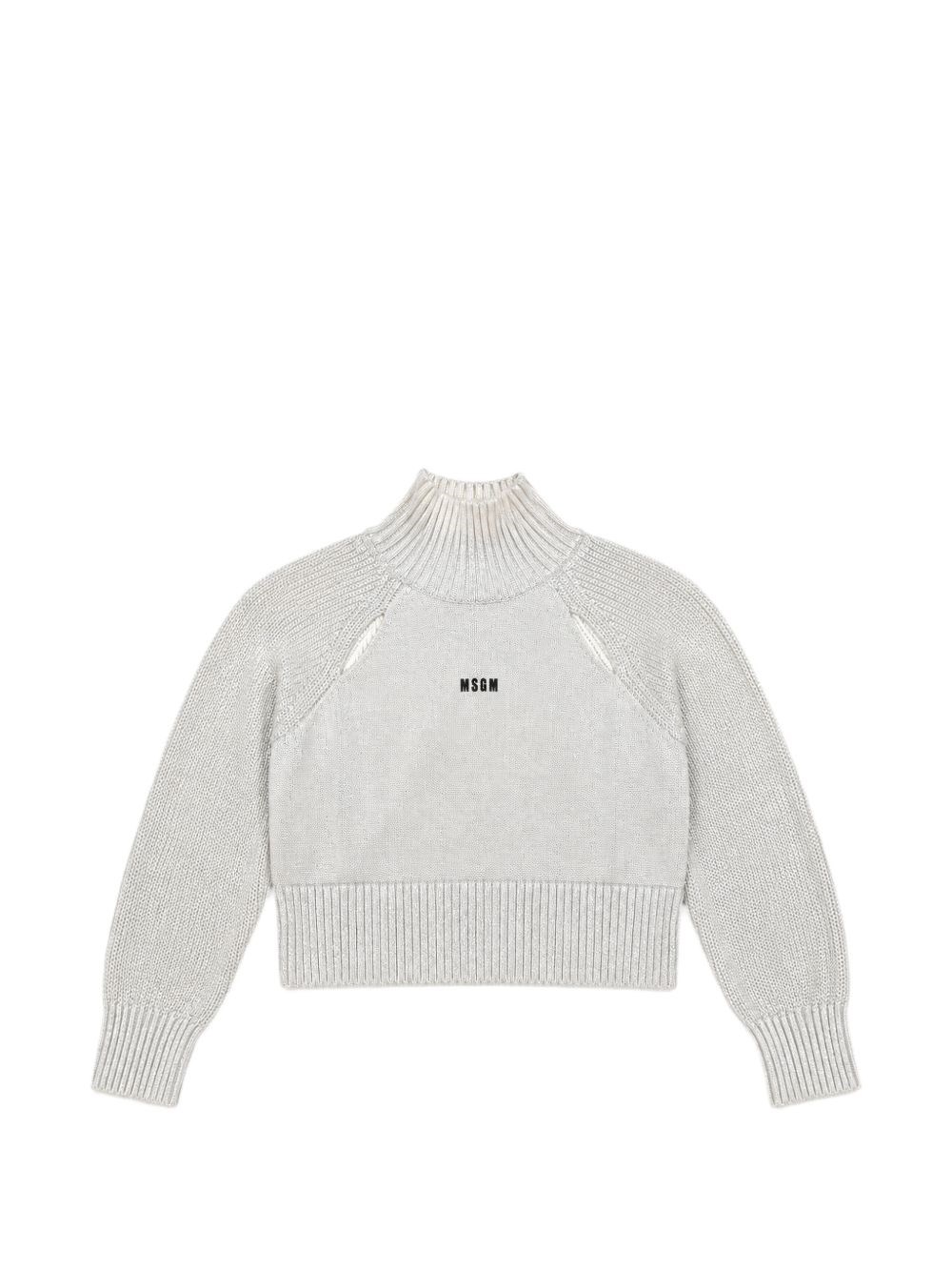 Msgm Kids' Turtleneck Sweater With Logo In White