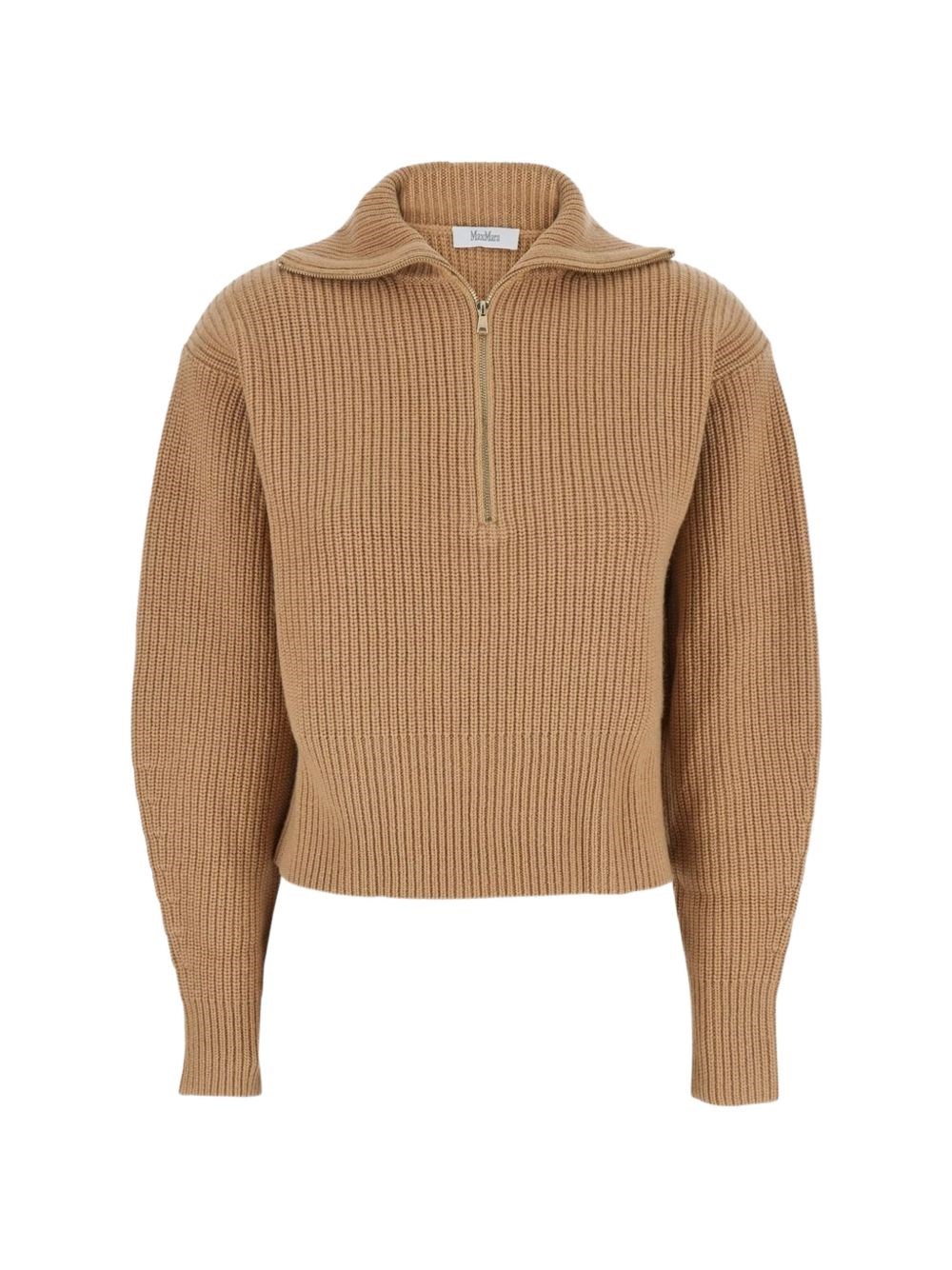 Max Mara Donna Marrone Maglione Nadar Con Zip