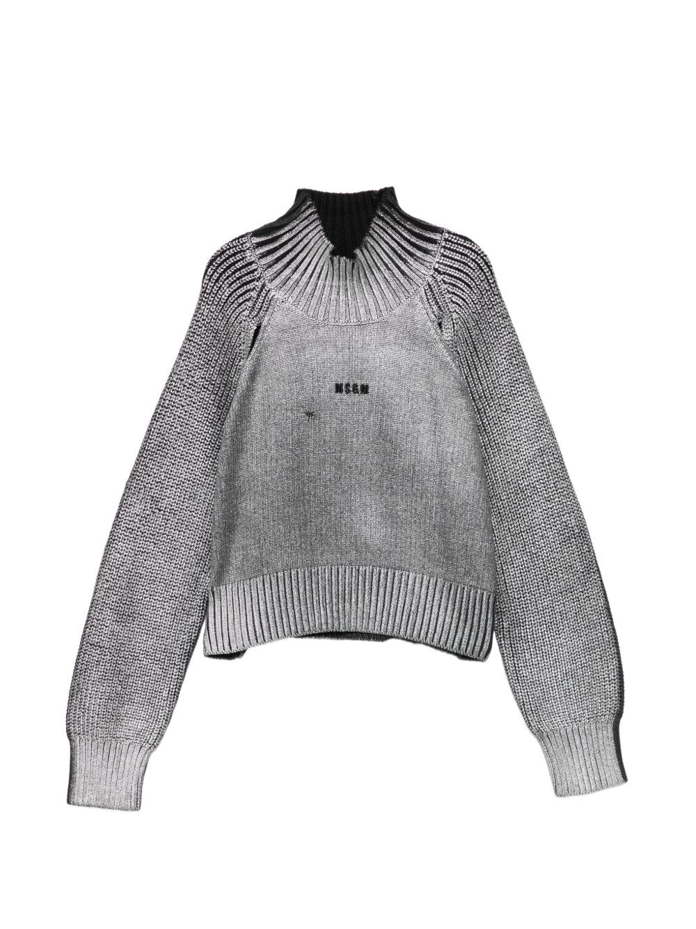 Msgm Kids Sweater With Embroidered Logo In Gray