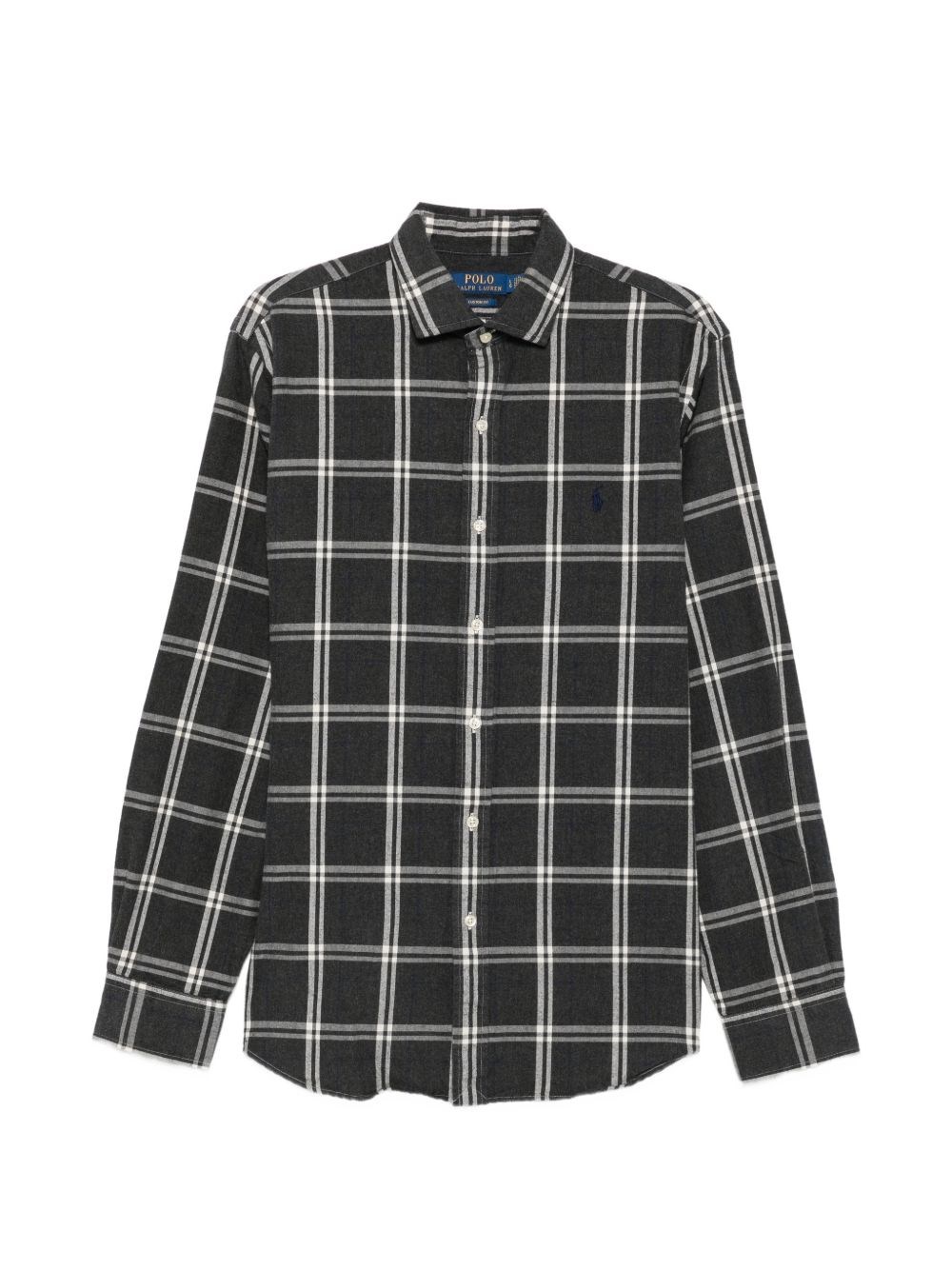 Polo Ralph Lauren Uomo Grigio Camicia A Quadri Scuro In Cotone
