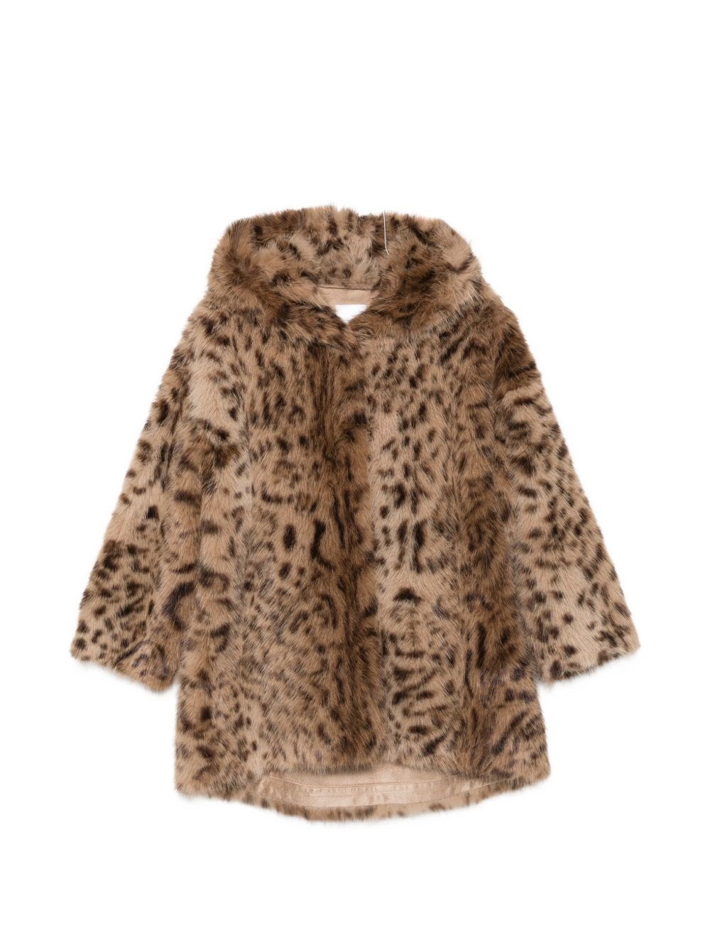 Cenere Leopard Print Hooded Coat In White
