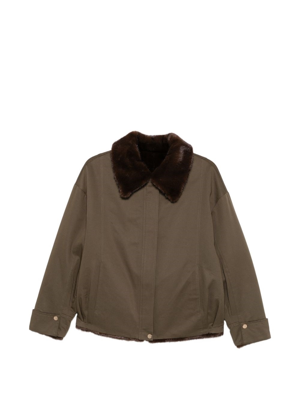 Cenere Long-sleeve Jacket With Zip Closure In Green