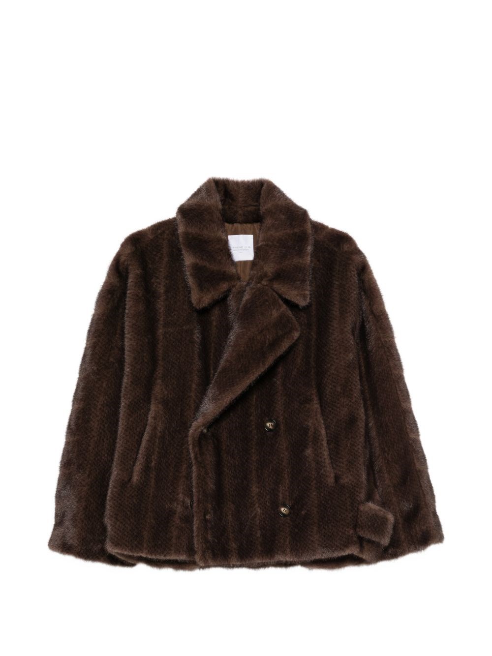 Cenere Double-breasted Faux Fur Coat In Brown
