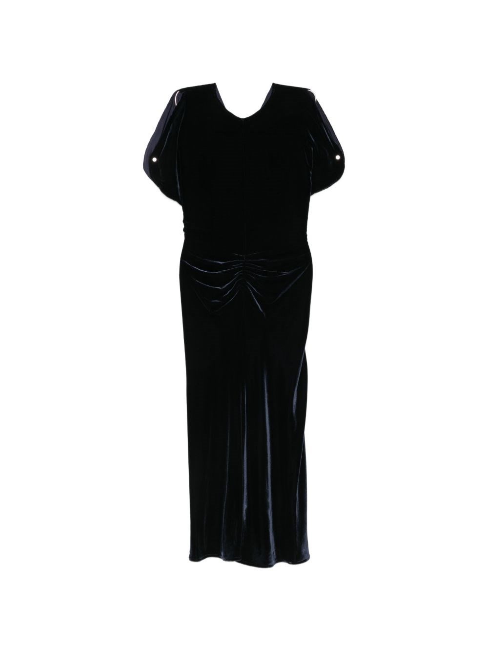 Victoria Beckham Donna Blu Abito Midi "Bela" In Velluto Arricciato