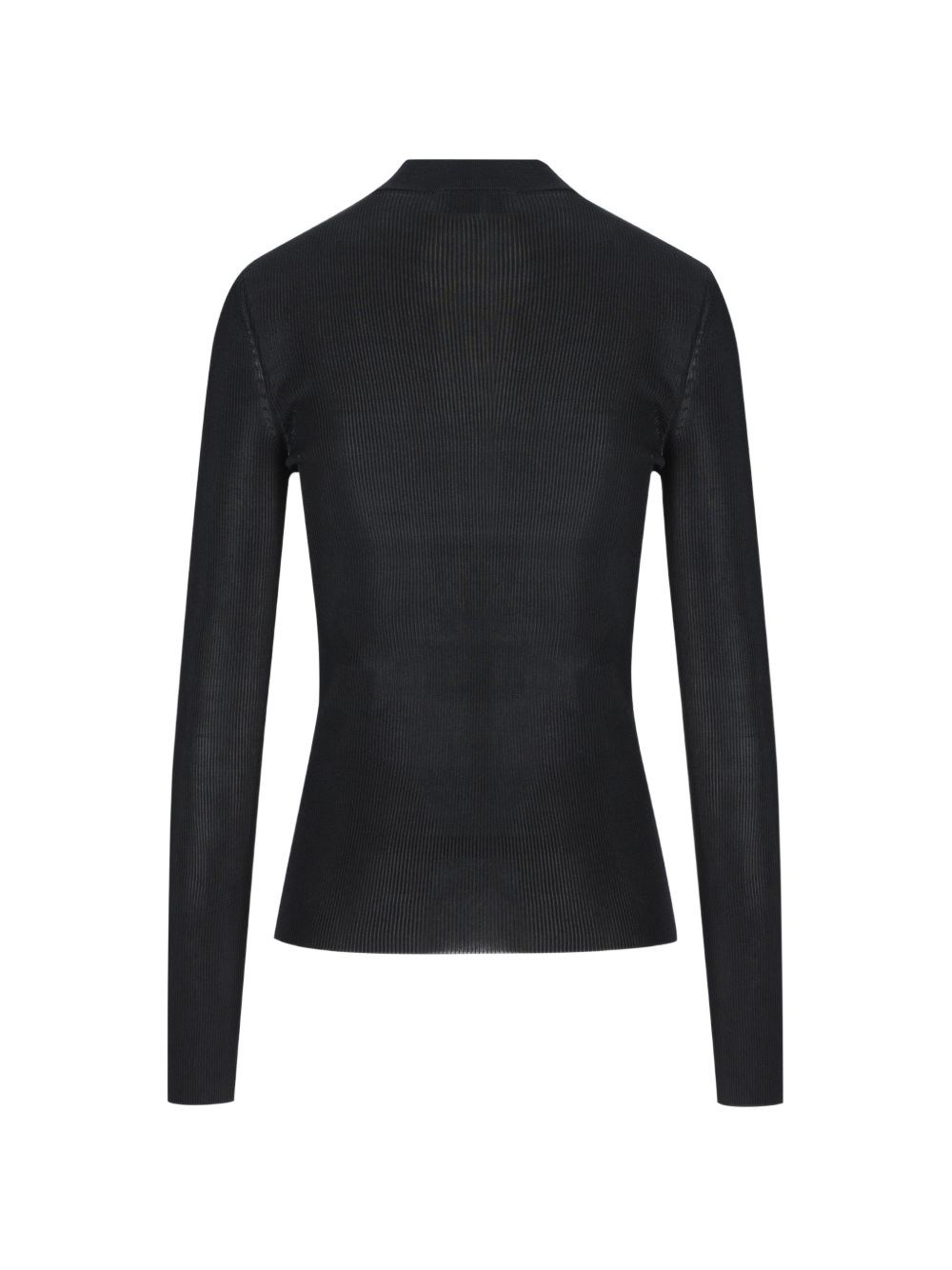 Saint Laurent Ribbed Silk Turtleneck Sweater With Ysl Logo In Black