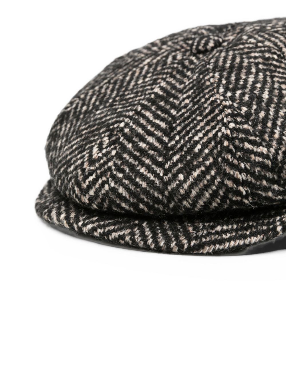 Tagliatore 0205 Flat Cap "buddy" With Herringbone Patt In Brown