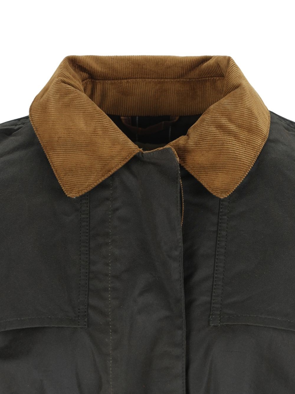 Barbour Waxed Cotton Coat With Belt Wp In Green
