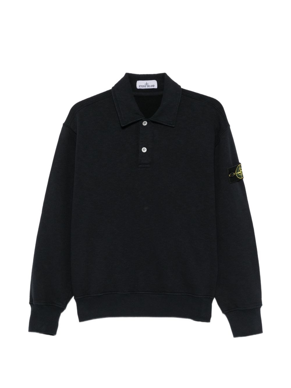 Stone Island Uomo Blu Maglione Con Collo A Polo E Patch Logo