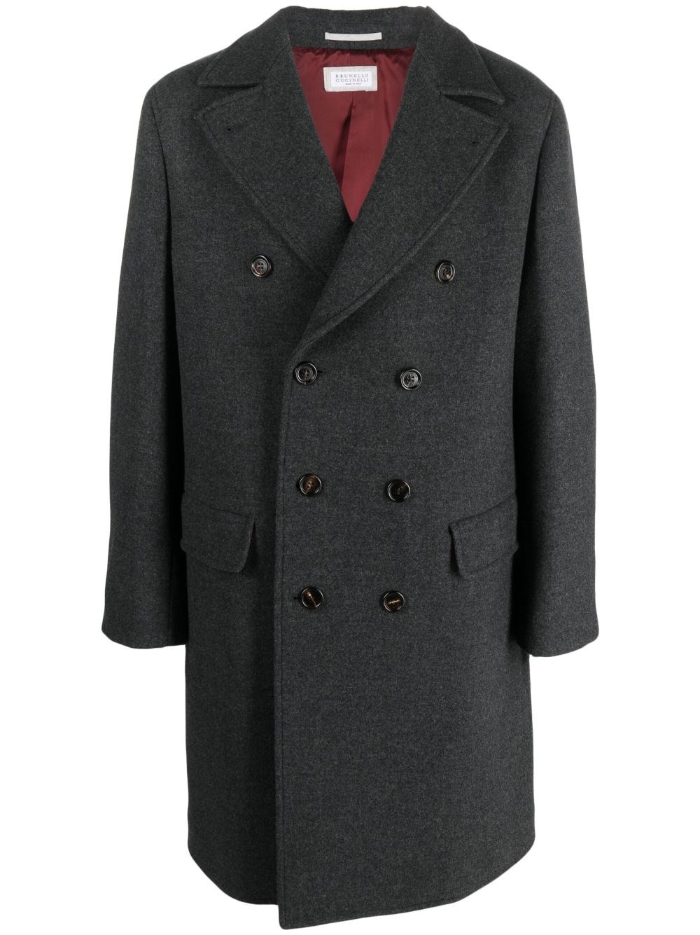 Shop Brunello Cucinelli Cappotto Misto Cashmere Grigio